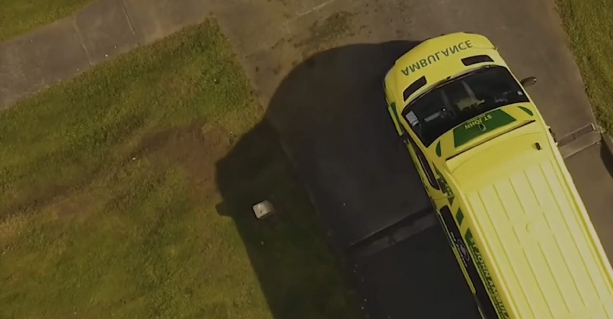 aerial shot of an ambulance