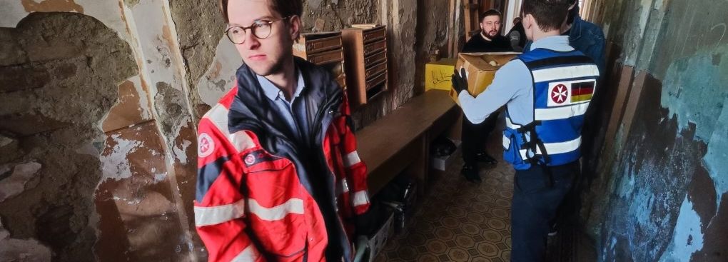 Members Of The Johanniter Orde In Nederland And The Johanniterorden Work To Unload Food And Supplies In Ukraine