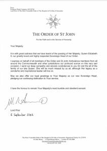 Letter from Lord Prior